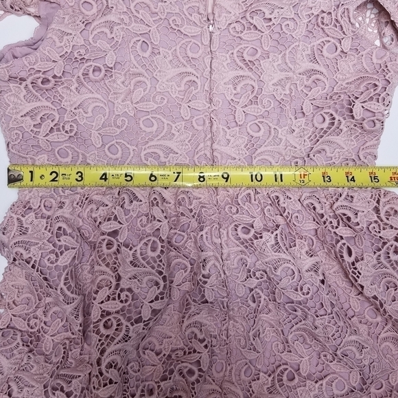 Quiet Luxury Pink Rose Thin Strap Elegant Maxi Lace Dress Size 12 - Picture 7 of 9